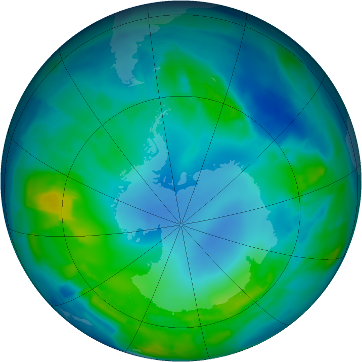 Antarctic ozone map for 05 May 2015